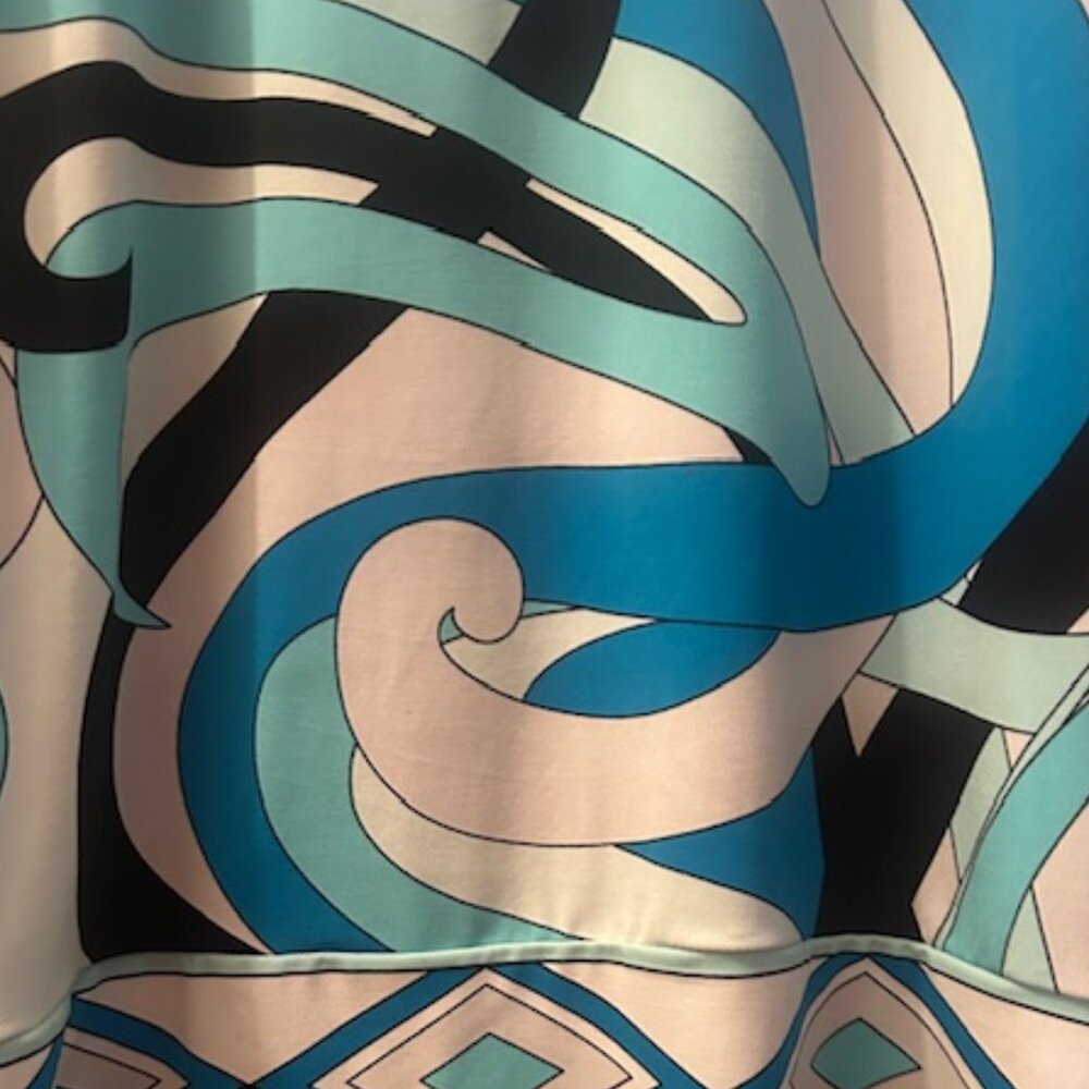 Michael Kors Abstract Geometric Retro Print Shades of Blue Stretch MiniDress NWT - Picture 9 of 16